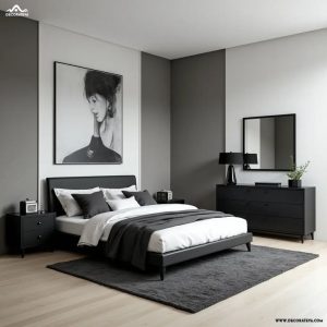 kamar tidur monokrom