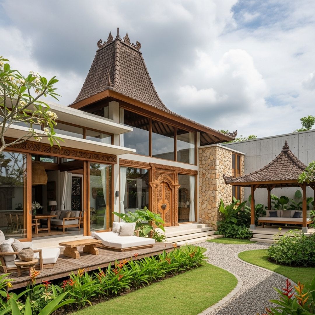Desain Rumah Joglo Modern dengan Gazebo