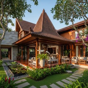 Rumah Joglo Modern dengan Taman