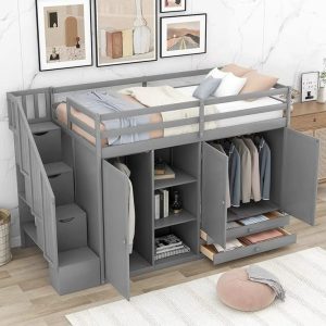 Tempat Tidur Tingkat dengan Lemari
