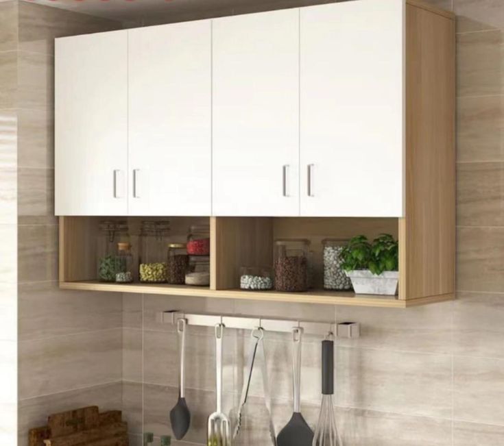 Dapur L-Shaped dengan Kabinet Gantung