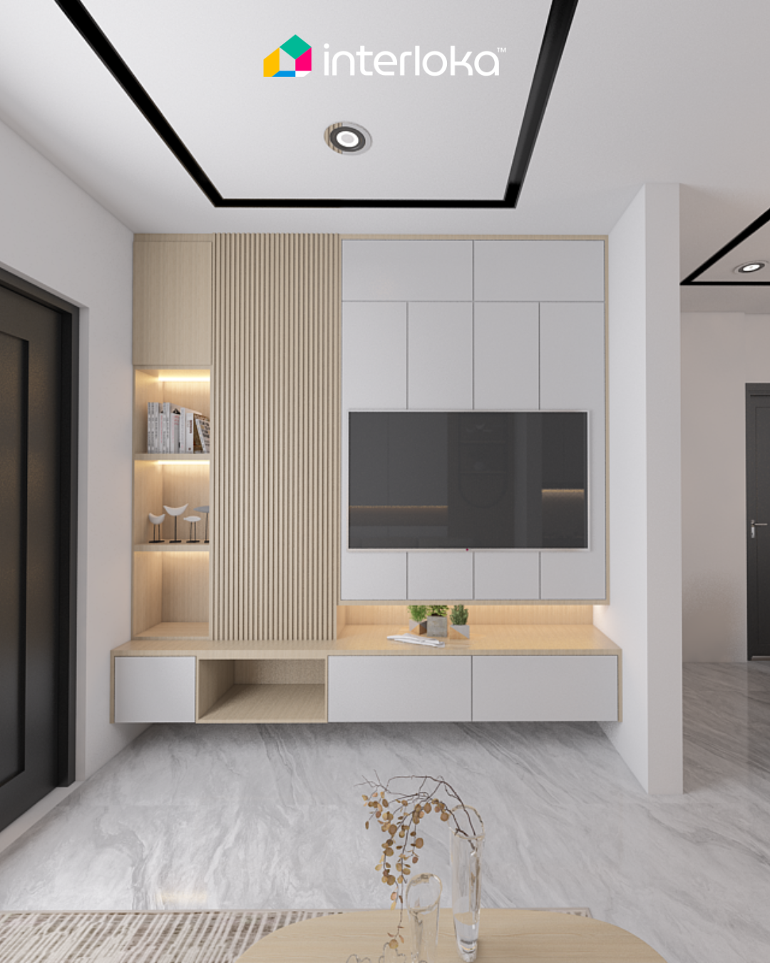 Backdrop TV Minimalis dengan Sentuhan Kayu