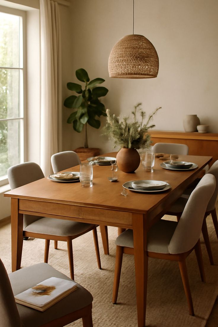 Ruang Makan Natural dengan Sentuhan Tanaman