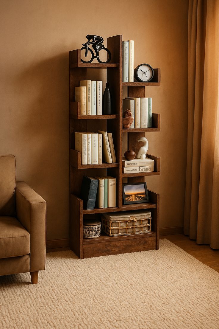 Rak Buku Terbuka dengan Penataan Estetik