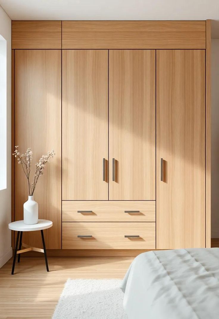 Wardrobe Kayu Natural yang Hangat dan Eksklusif