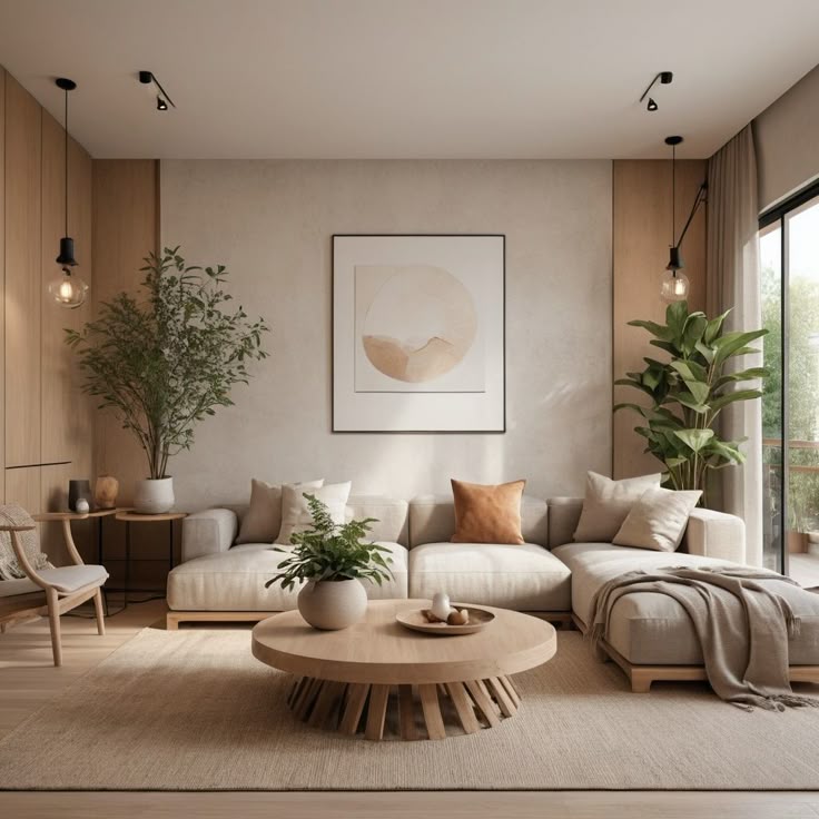 Desain Ruang Tamu Japandi