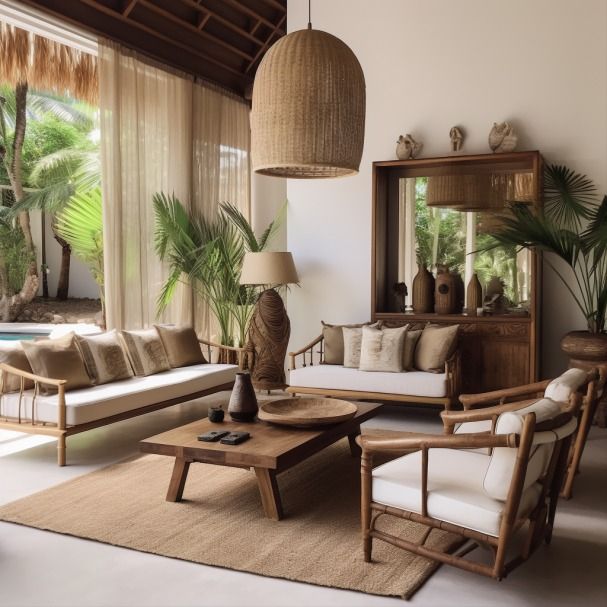 Desain Ruang Tamu Tropis Modern