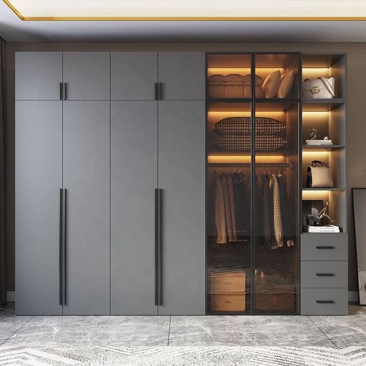 Wardrobe dengan Pencahayaan LED yang Elegan