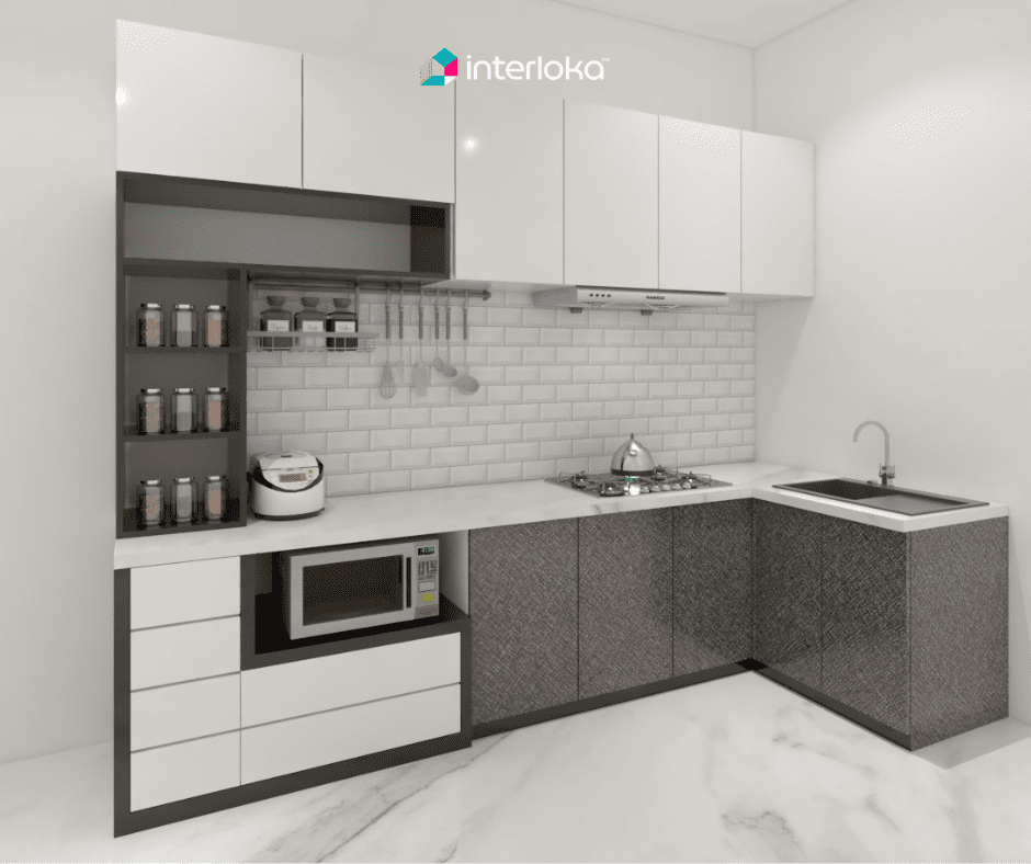 Dapur Letter L Compact untuk Ruang Sangat Kecil