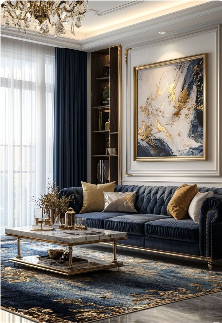 Sofa Biru Navy yang Elegan dan Modern