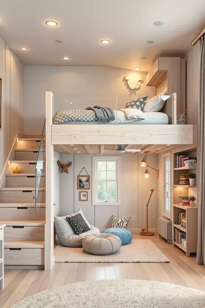 Loft Bed dengan Area Santai