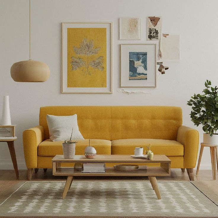 Sofa Kuning Mustard yang Hangat dan Penuh Energi