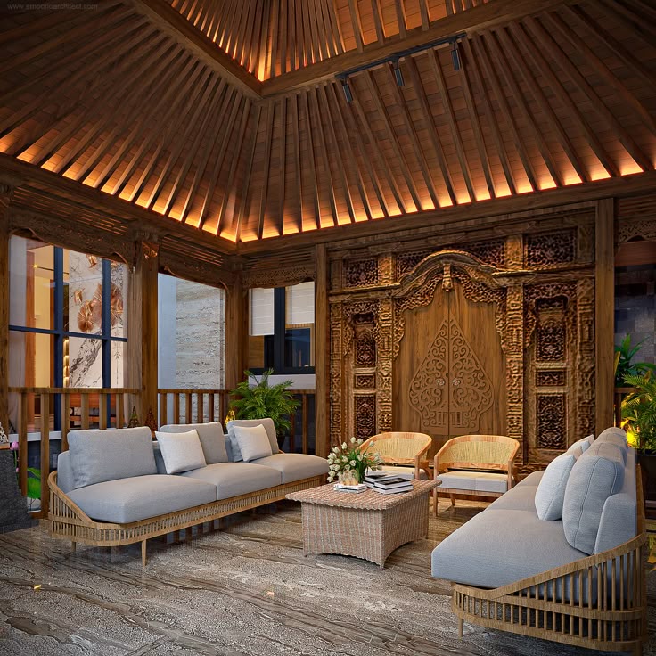 Ruang Tamu Bergaya Pendopo yang Terbuka