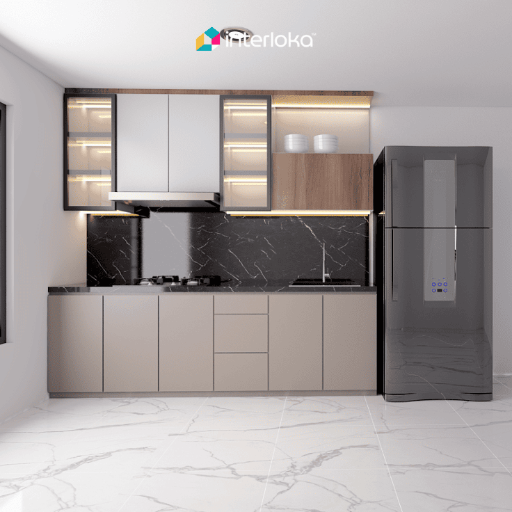 Layout Dapur Satu Garis yang Simpel dan Minimalis