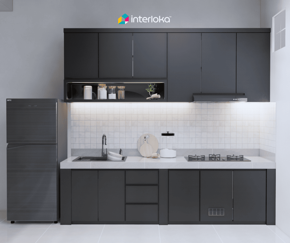 Kitchen Set Abu-Abu yang Modern dan Stylish