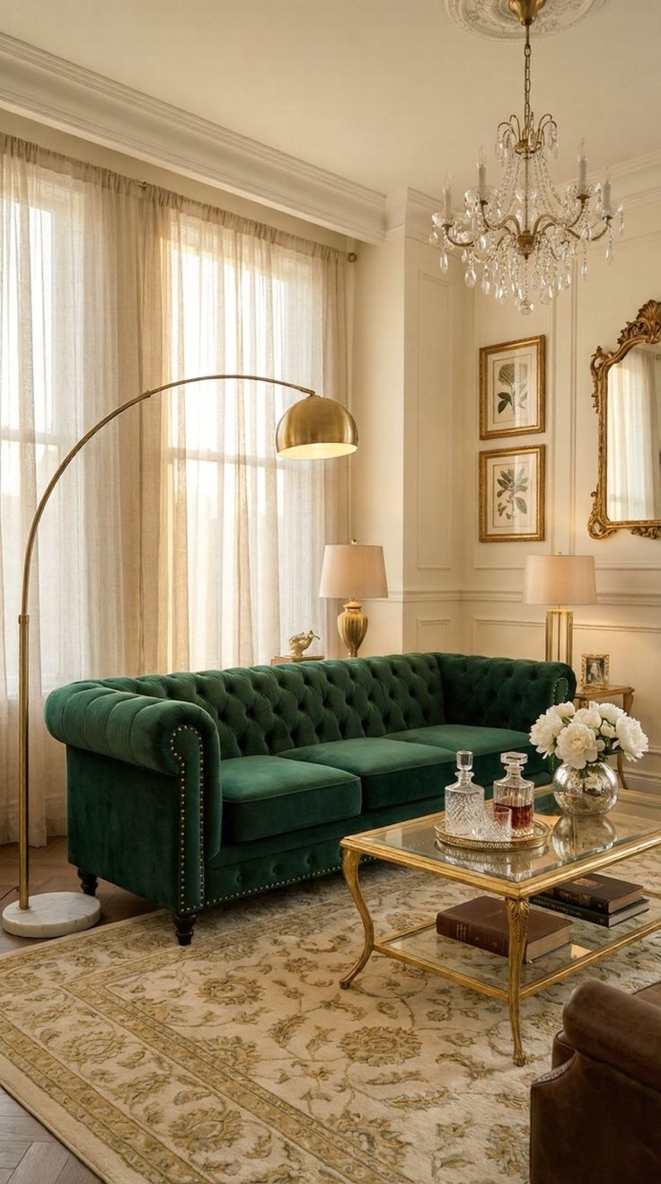 Sofa Hijau Emerald yang Mewah dan Modern