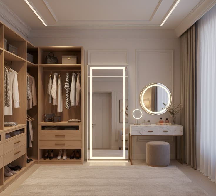 Walk in Closet dengan Cermin Besar