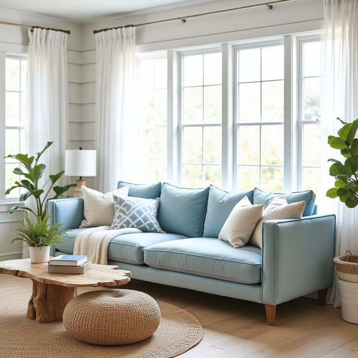 Sofa Biru Muda yang Segar dan Menenangkan