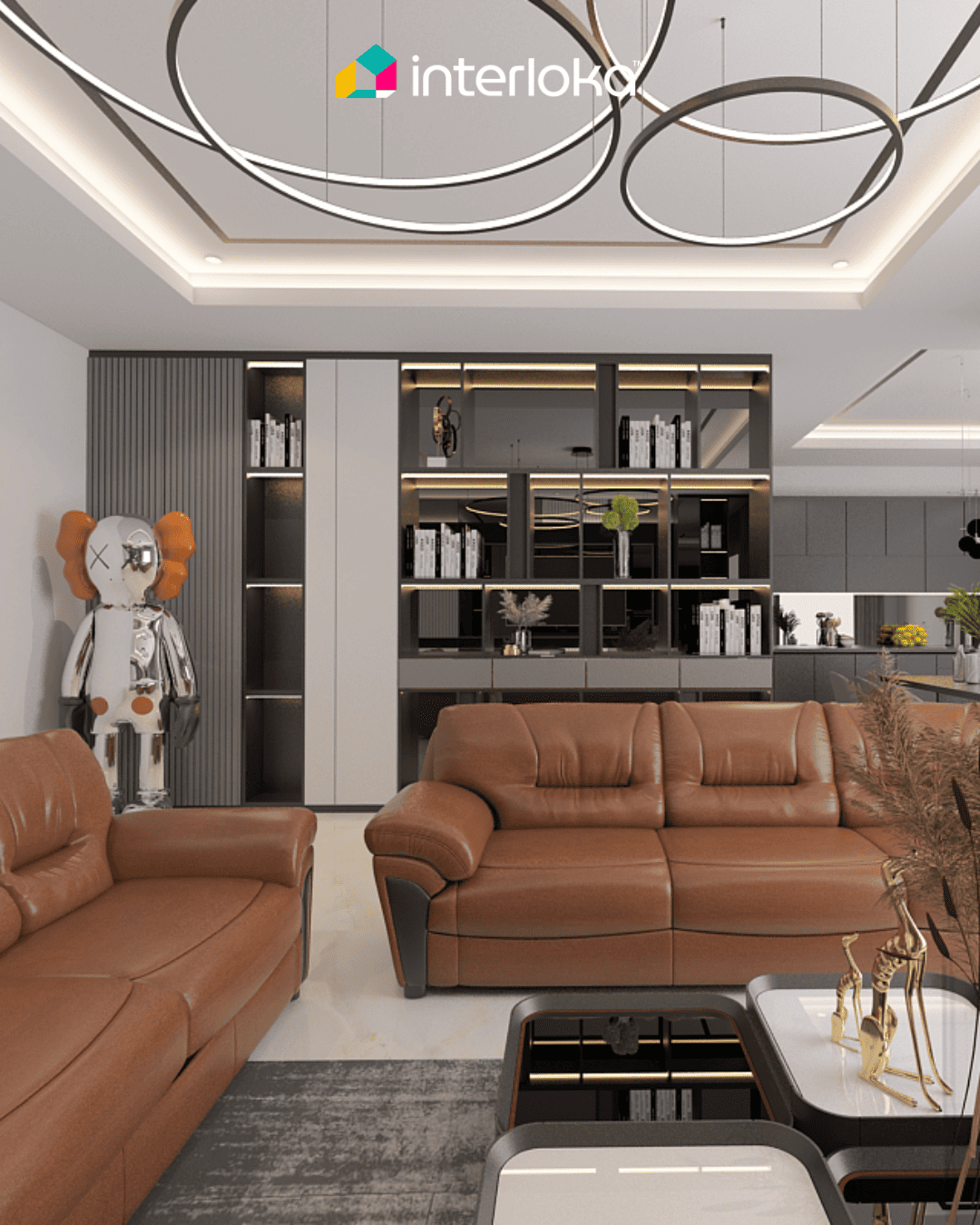 Ruang Keluarga dengan Sofa Besar yang Nyaman