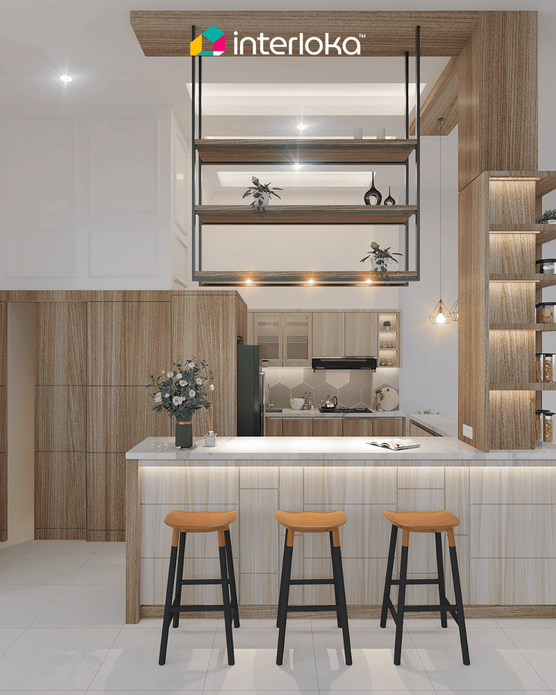 Mini Bar dengan Rak Terbuka