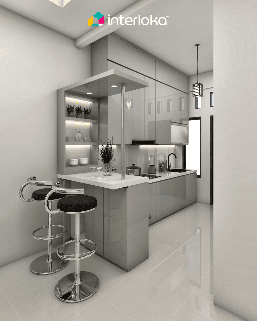 Mini Bar Menyatu dengan Kitchen Set