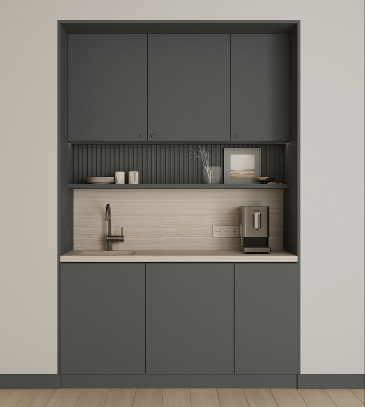 Pantry Kantor dengan Sistem Penyimpanan yang Rapi