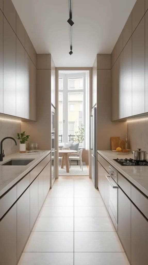 Galley Kitchen dengan Kabinet Full Height