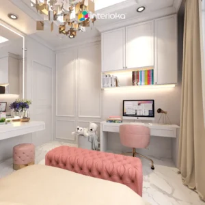 Meja Kerja dengan Sentuhan Warna Pastel