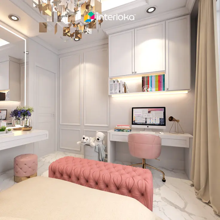 Meja Kerja dengan Sentuhan Warna Pastel