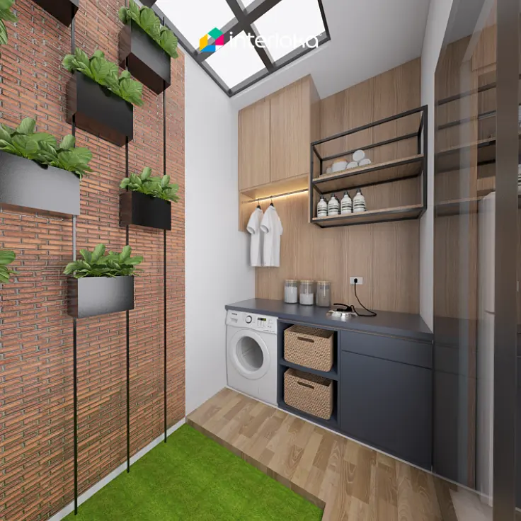 Area Jemuran Tersembunyi di Ruang Laundxry yang Rapi