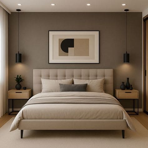 Kamar Tidur dengan Palet Warna Earth Tone