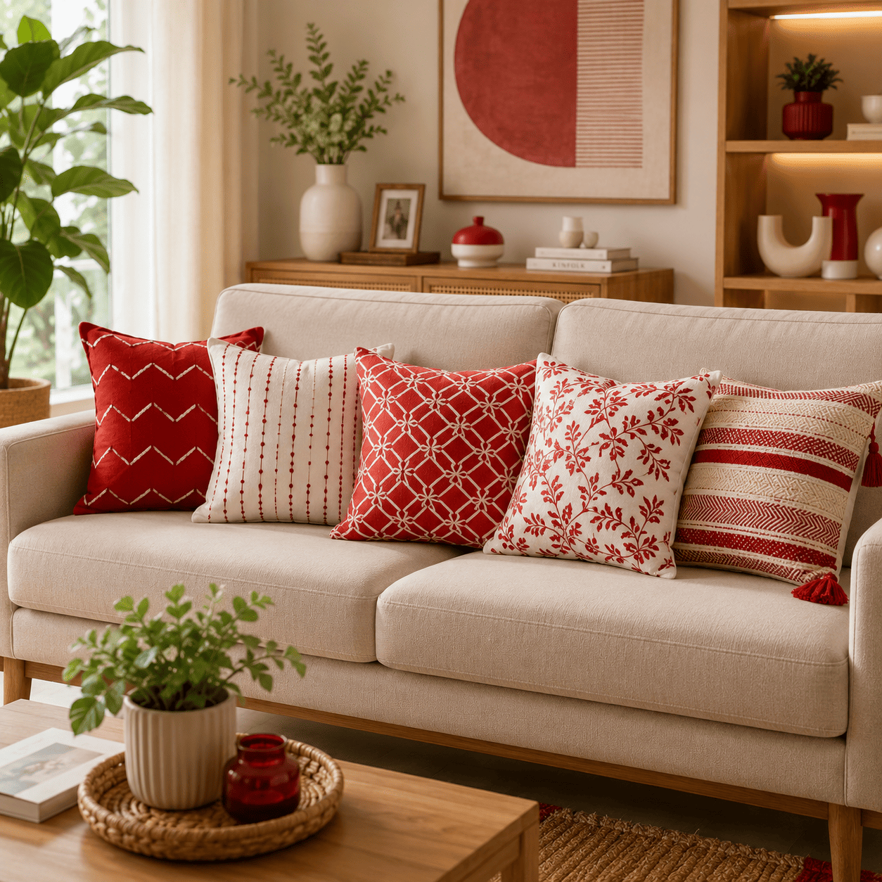 Bantal Sofa Merah Putih