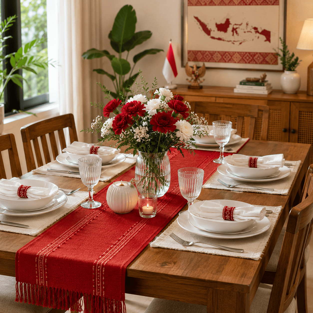 Table Runner Merah