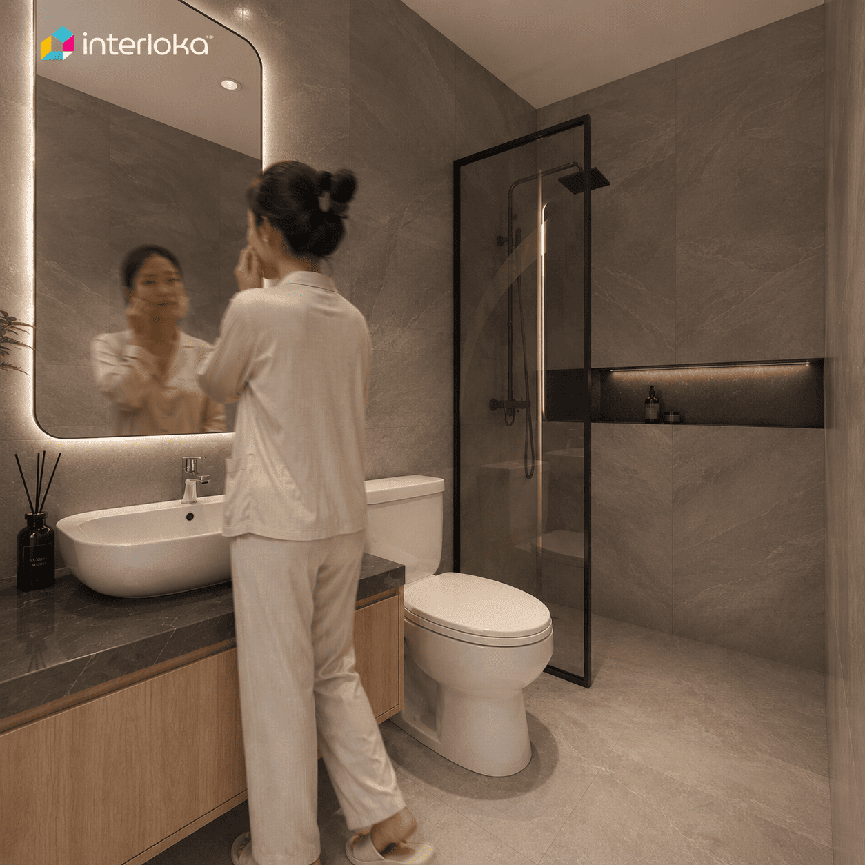 Shower Area dengan Kaca Frameless