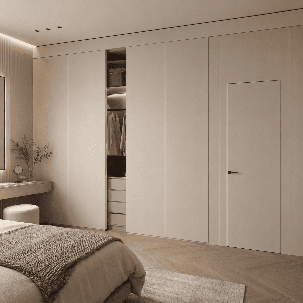 Built-in Wardrobe dengan Hidden Storage