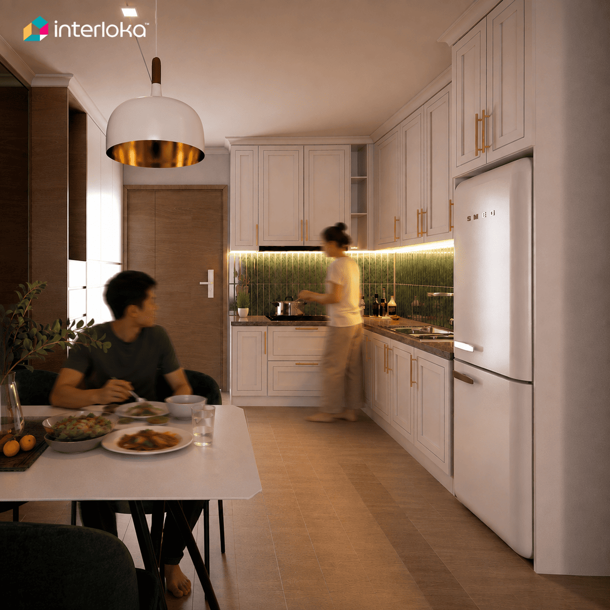 Dapur Letter L Warna Putih Minimalis