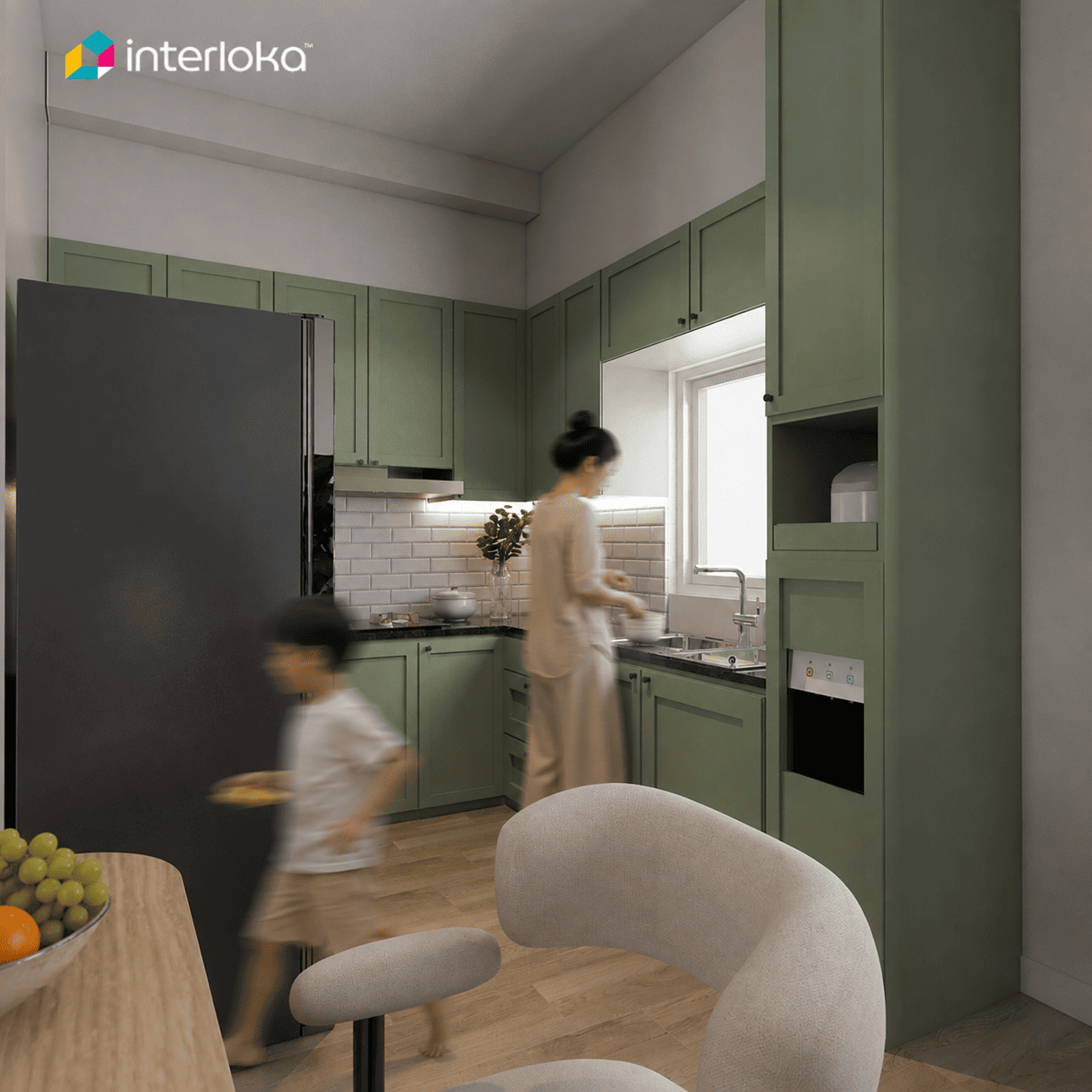 Dapur Letter L Hijau Sage