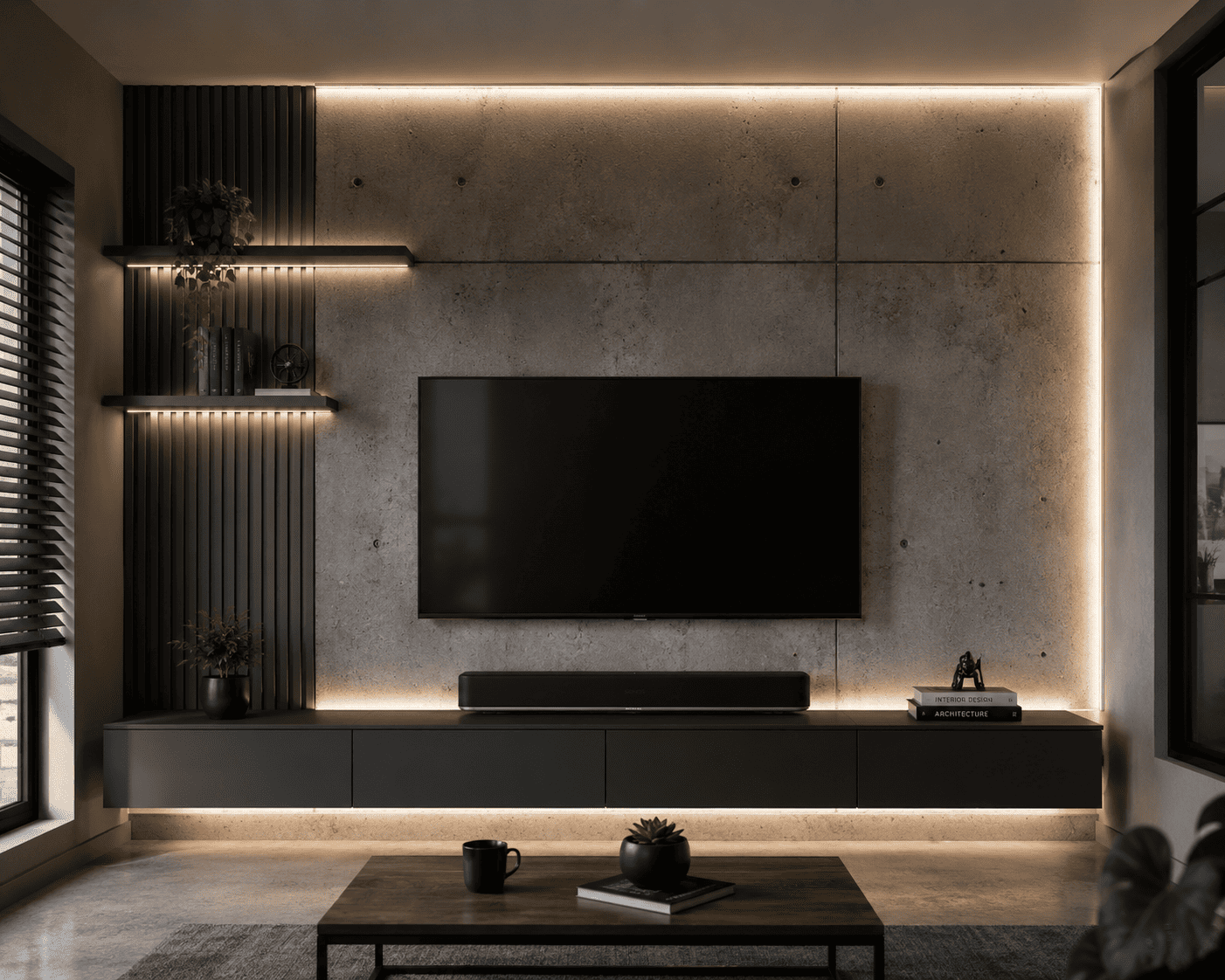 Backdrop TV Industrial dengan LED