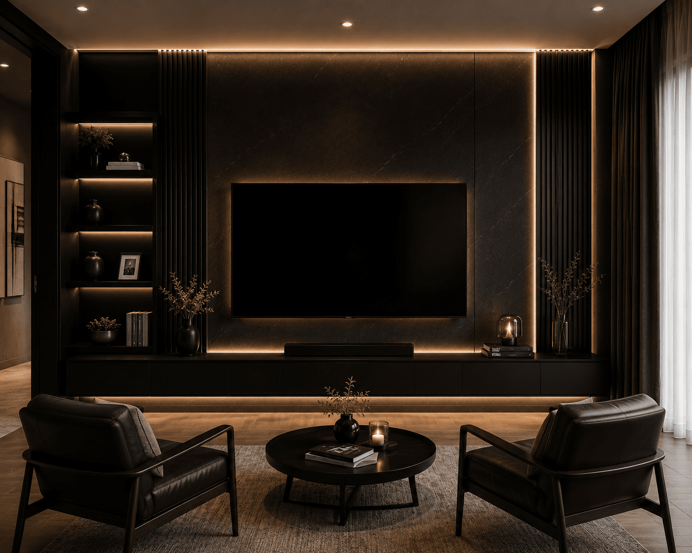 Backdrop TV Hitam Elegan