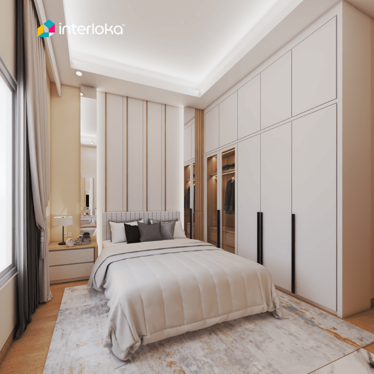 Kamar dengan Lemari Built-in Sampai Plafon
