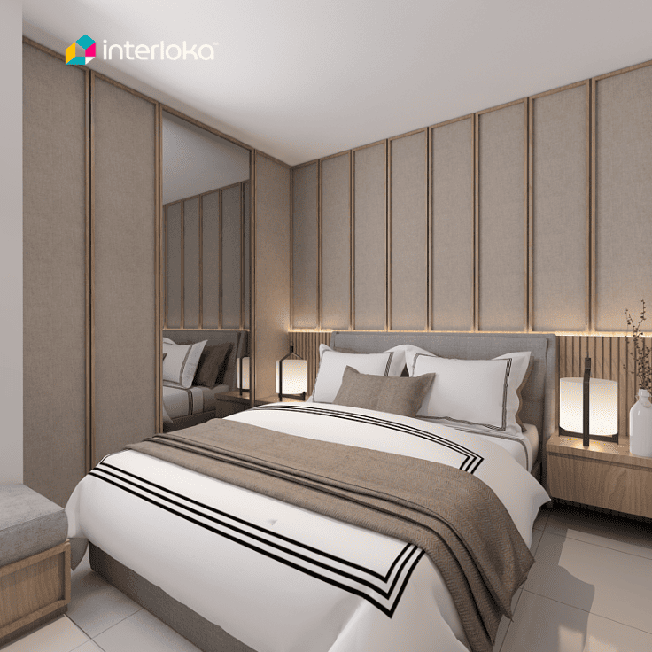 Kamar Minimalis dengan Cermin Besar