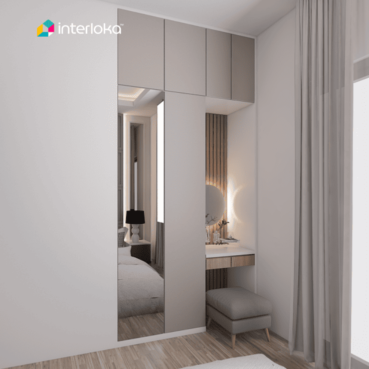 Meja Rias Built-In Menyatu dengan Wardrobe
