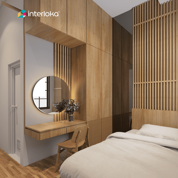 Meja Rias dengan Material Kayu Natural