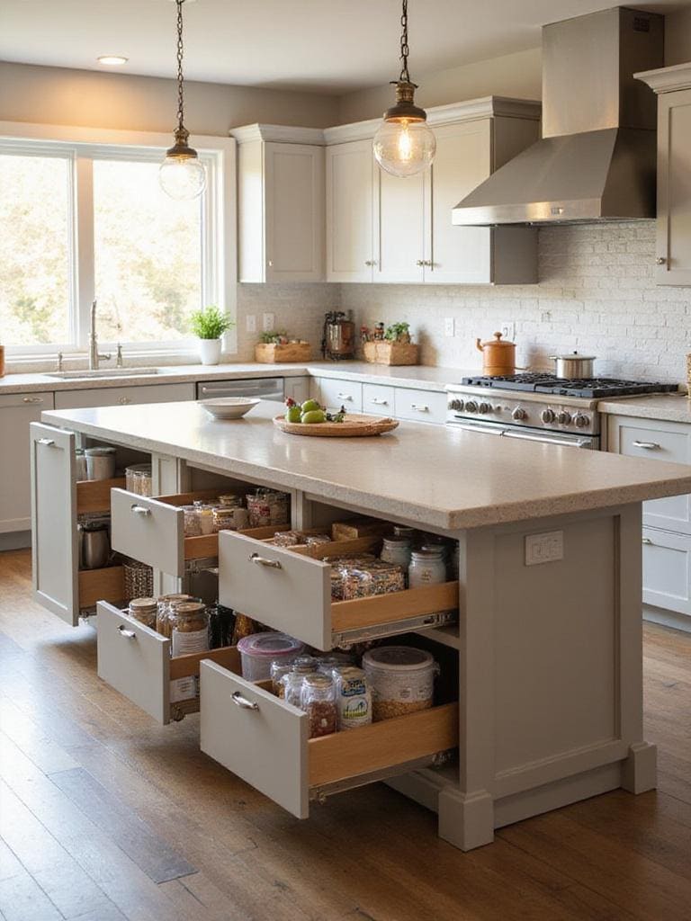 Kitchen Island Multifungsi dengan Storage Tambahan